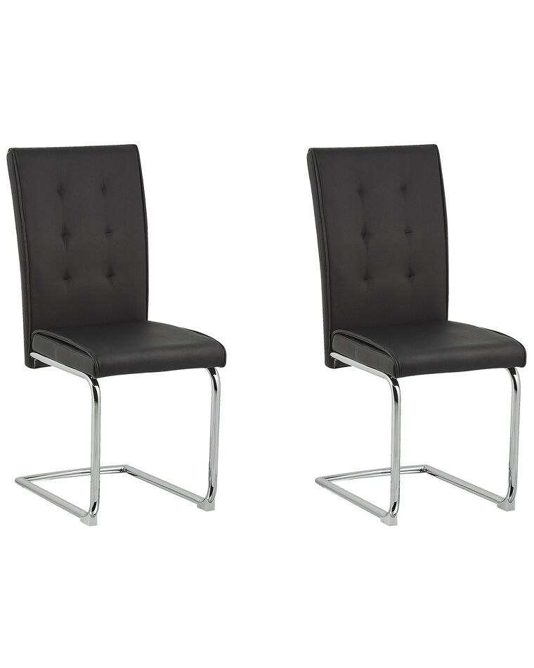 Conjunto de 2 cadeiras em pele sintética preta ROVARD_790117