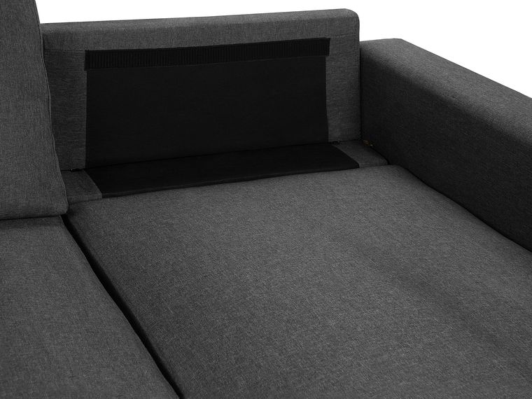 Fabric Corner Sofa Bed with Storage Dark Grey SOMMEN Beliani.co.uk