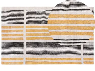 Teppich Baumwolle gelb / schwarz 140 x 200 cm Streifenmuster Kurzflor KATRA