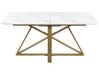 Rozkladací jedálenský stôl s mramorovým efektom 160/200 x 90 cm biela/zlatá MAXIMUS_850392