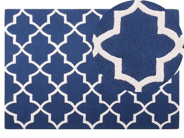 Teppich blau 140 x 200 cm marokkanisches Muster Kurzflor SILVAN
