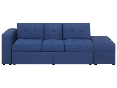 Sofá-cama de 3 lugares com repousa-pés  em tecido azul marinho  FALSTER