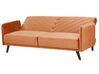 Sofá-cama de 3 lugares em veludo laranja SENJA_787358