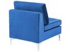 Right Hand 4 Seater Modular Velvet Corner Sofa with Ottoman Blue EVJA_859972