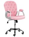 Swivel Faux Leather Office Chair Pink with Crystals PRINCESS_855591