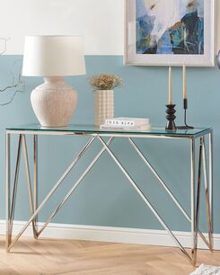 Konsolipöytä lasitasolla rosteri hopea WESO Konsolipöytä lasitasolla rosteri hopea WESO