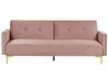 Sofa rozkładana welurowa różowa LUCAN_810449