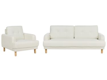 Conjunto de sofás com 4 lugares em tecido branco creme TUVE
