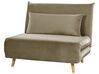 Sofa rozkładana welurowa jednoosobowa zielona oliwkowa SETTEN_874997