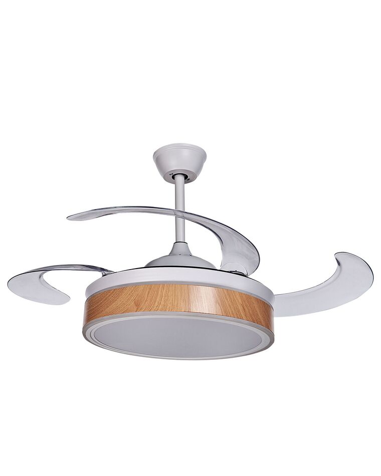 Retractable Blades Ceiling Fan with Light White FREMONT_862432
