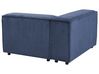 Kombinálható kétszemélyes bal oldali kék kordbársony kanapé ottománnal APRICA_909348