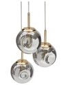 3 Light Glass Pendant Lamp Transparent and Brass RALFES_868519