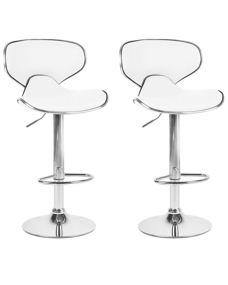 Set of 2 Faux Leather Swivel Bar Stools White CONWAY_743445