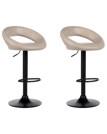 Conjunto de 2 sillas de bar de piel sintética beige claro PEORIA II