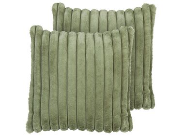 Set of 2 Cushions 45 x 45 cm Green RAKYA