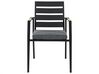 Set di 6 sedie da giardino metallo nero grigio e legno chiaro TAVIANO_841730