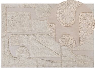 Teppich Baumwolle beige 160 x 230 cm abstraktes Muster Kurzflor DIYADIN