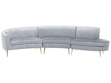 Sofa Samtstoff hellgrau geschwungene Form 4-Sitzer MOSS