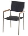 Conjunto de 2 sillas de jardín de ratán/acero negro/plateado GROSSETO_868155