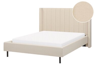 Łóżko boucle 140 x 200 cm beżowe VILLETTE