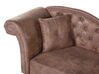 Left Hand Chaise Lounge Faux Suede Brown LATTES_738787