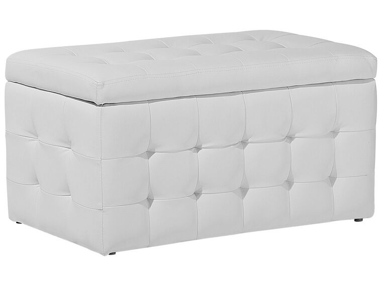 Faux Leather Storage Ottoman White MICHIGAN_804681