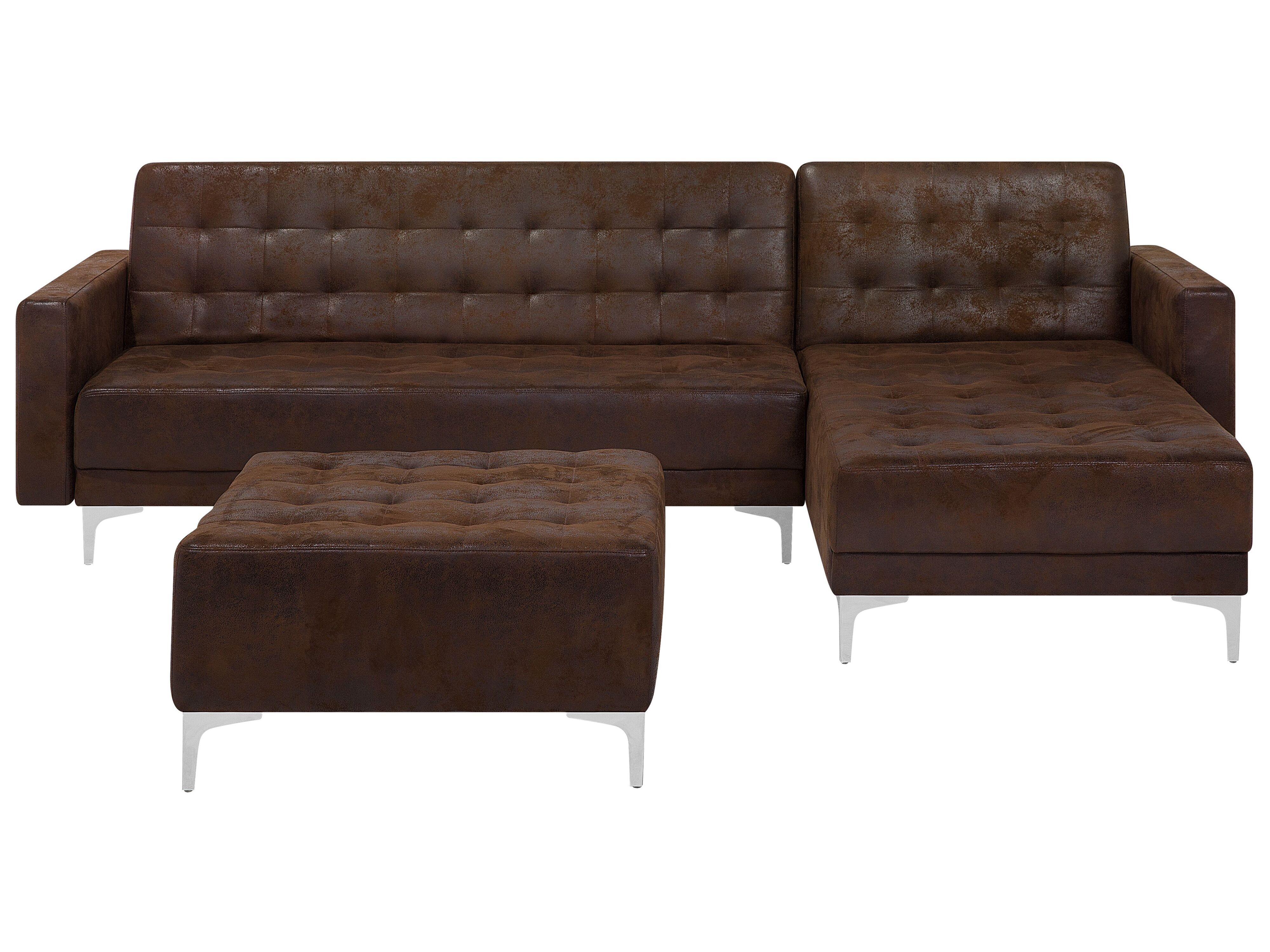 Left Hand Faux Leather Corner Sofa With, Brown Faux Leather Corner Sofa Bed