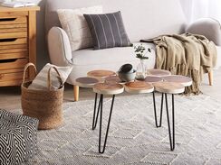 Sivupöytä sadepuu valkoinen/vaalea puu TIJUANA Sivupöytä sadepuu valkoinen/vaalea puu TIJUANA