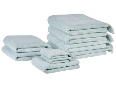 Komplet 9 ręczników bawełnianych frotte miętowy ATIU