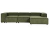 Canapé d'angle à gauche 3 places modulable en velours côtelé vert APRICA_896903