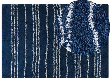 Teppich blau / weiß 160 x 230 cm Streifenmuster Shaggy TASHIR