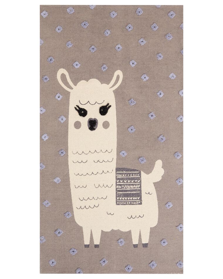 Cotton Kids Rug Llama Print 80 x 150 cm Brown LUBUK_864150