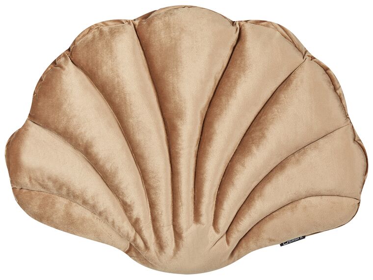Dekokissen Muschelform Samtstoff sandbeige 47 x 35 cm CONSOLIDA_890976