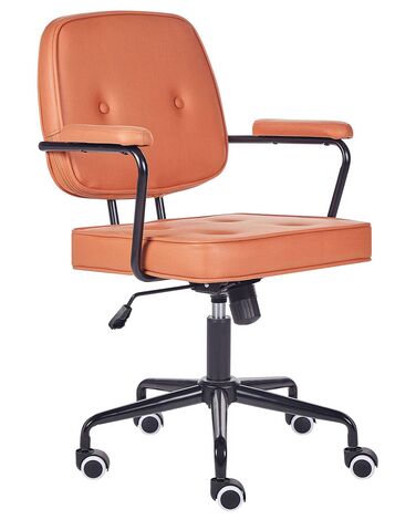 Krzesło biurowe regulowane ekoskóra pomarańczowe PAWNEE