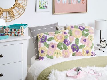 Set of 2 Tufted Cotton Cushions 45 x 45 cm Multicolour TRICORNIO