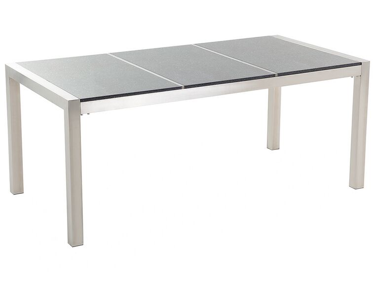 	Mesa de comedor de metal/granito gris oscuro/plateado 180 x 90 cm GROSSETO_450000