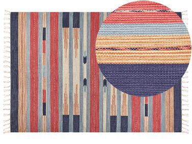 Kelim Teppich Baumwolle mehrfarbig 200 x 300 cm geometrisches Muster Kurzflor GANDZAK