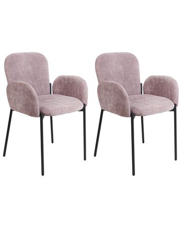 Set of 2 Fabric Dining Chairs Pink ALBEE