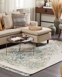 Matto viskoosi vaalea beige/vihreä 140 x 200 cm BOYALI Matto viskoosi vaalea beige/vihreä 140 x 200 cm BOYALI