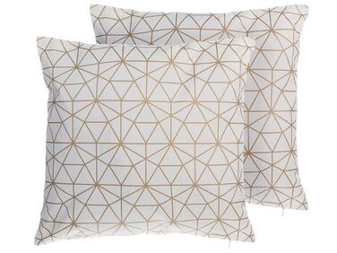Set of 2 Cotton Cushions Geometric Pattern 45 x 45 cm Gold SEDUM