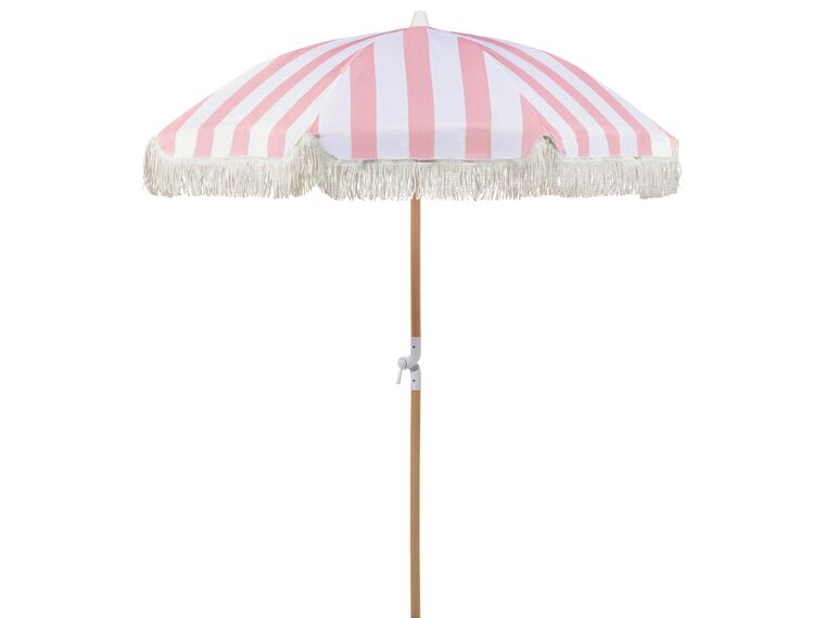 Ombrellone da giardino in tessuto rosa e bianco ⌀ 150 cm MONDELLO_848595