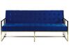 Sofá cama 3 plazas de terciopelo azul marino/dorado MARSTAL_796175
