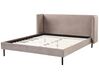 Łóżko welurowe 160 x 200 cm beżowoszare ARETTE_843931