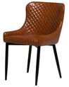 Conjunto de 2 sillas de comedor de piel sintética marrón dorado/negro SOLANO_703314