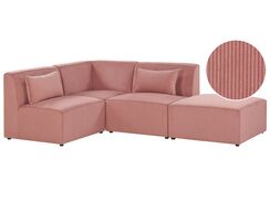 3-istuttava moduulikulmasohva ja rahi vakosametti oikeak. vaaleanpunainen LEMVIG