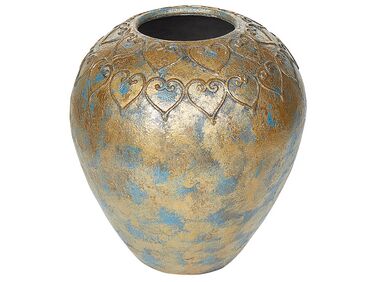 Terracotta dekorativ vase 33 cm guld med turkis NIDA