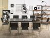 Conjunto de mesa com tampo triplo granito polido preto 220 x 100 cm e 8 cadeiras pretas GROSSETO_453211