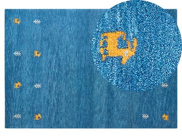Tapis gabbeh en laine 140 x 200 cm bleu CALTI