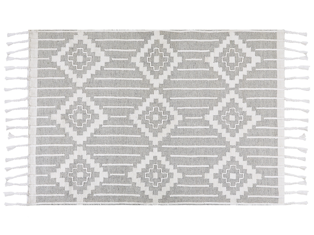 Outdoor Teppich grau Muster Kurzflor weiß / 160 cm orientalisches x 230 TABIAT