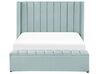 Velvet EU Double Size Bed with Storage Bench Mint Green NOYERS_834644